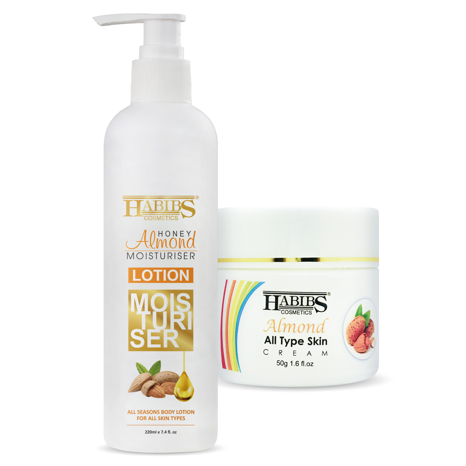 Habibs Body Lotion & Almond Cream for Extra Hydrating for Dry Skin, Non-Greasy